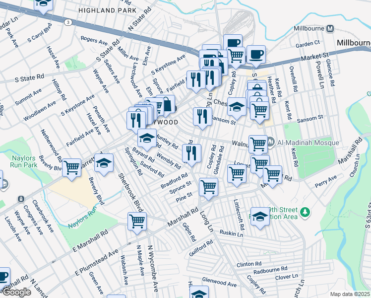 map of restaurants, bars, coffee shops, grocery stores, and more near in 