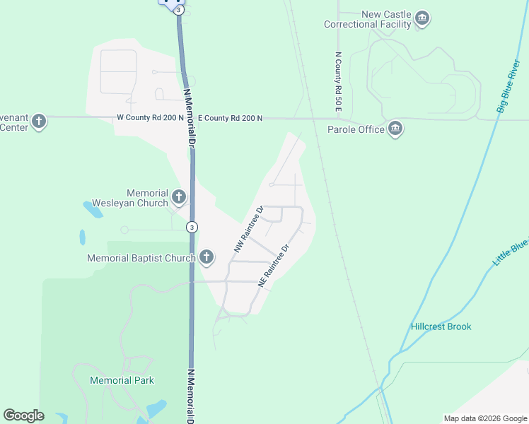 map of restaurants, bars, coffee shops, grocery stores, and more near 2529 Northwest Raintree Drive in New Castle