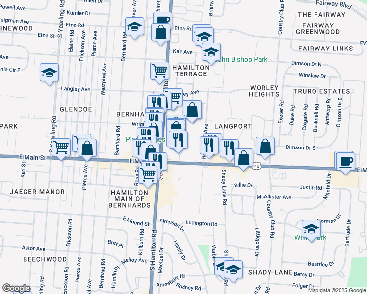 map of restaurants, bars, coffee shops, grocery stores, and more near 896 South Hamilton Road in Whitehall