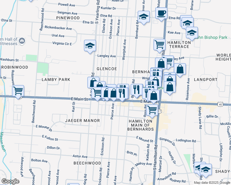 map of restaurants, bars, coffee shops, grocery stores, and more near 859 Westphal Avenue in Whitehall