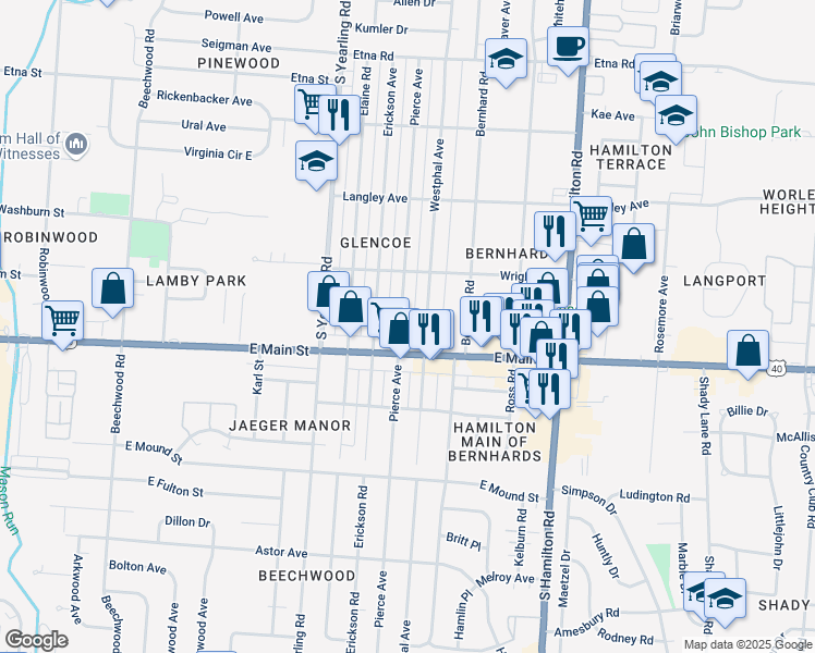 map of restaurants, bars, coffee shops, grocery stores, and more near 859 Westphal Avenue in Whitehall