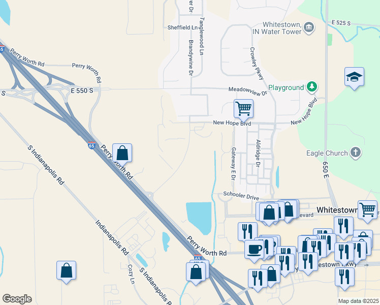 map of restaurants, bars, coffee shops, grocery stores, and more near in Indianapolis