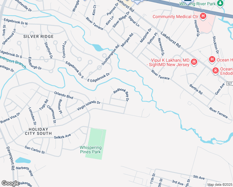 map of restaurants, bars, coffee shops, grocery stores, and more near 20 Redhook Bay Drive in Toms River
