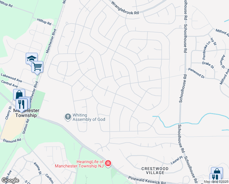 map of restaurants, bars, coffee shops, grocery stores, and more near 26 A Columbus Boulevard in Manchester Township