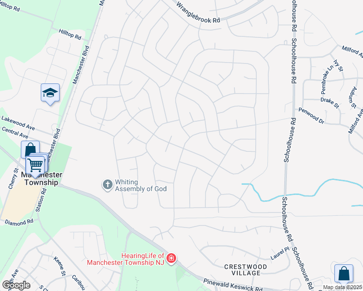 map of restaurants, bars, coffee shops, grocery stores, and more near 26 A Columbus Boulevard in Manchester Township
