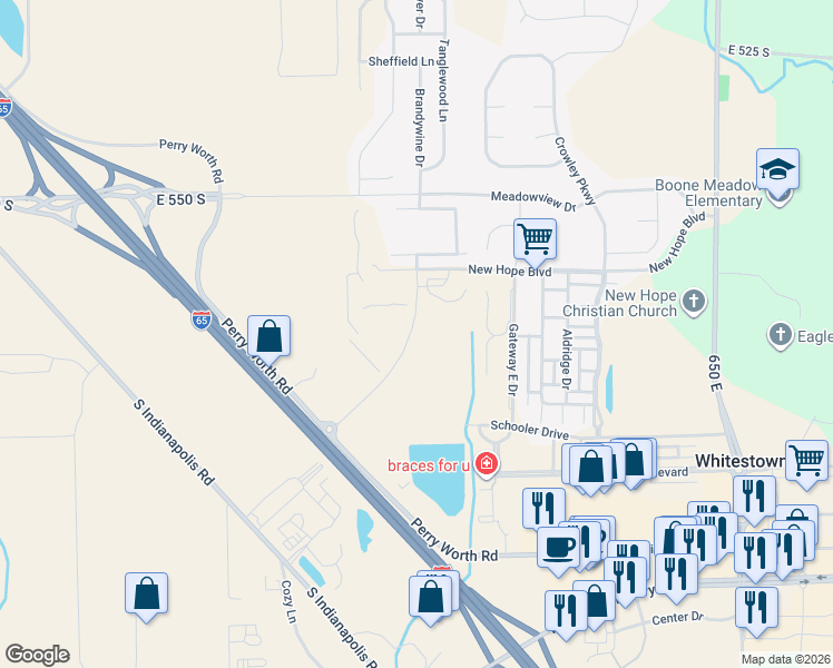 map of restaurants, bars, coffee shops, grocery stores, and more near in Indianapolis