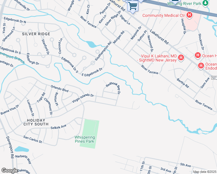 map of restaurants, bars, coffee shops, grocery stores, and more near 20 Redhook Bay Drive in Toms River