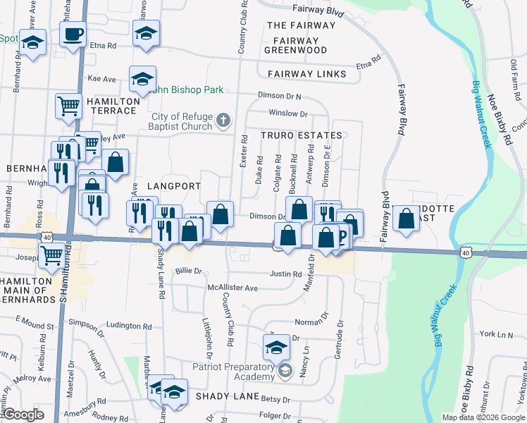 map of restaurants, bars, coffee shops, grocery stores, and more near 4952 Dimson Drive South in Whitehall