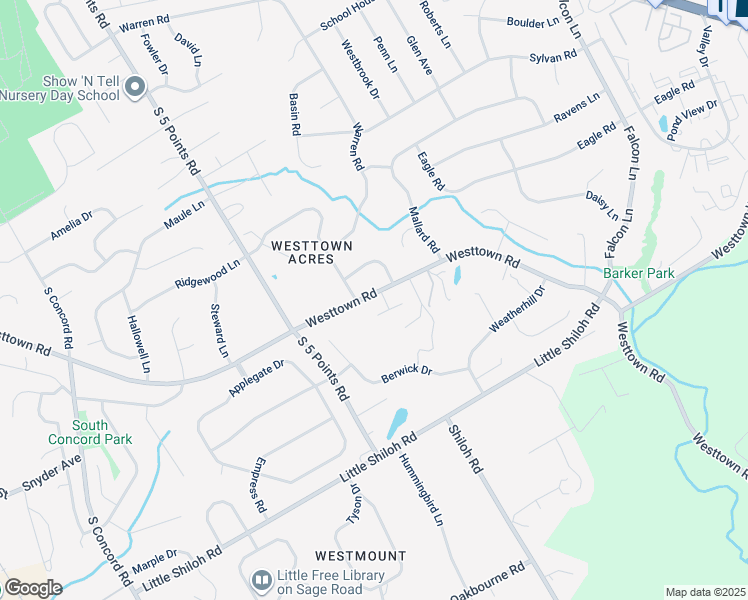 map of restaurants, bars, coffee shops, grocery stores, and more near 2 Hyllwynd Drive in West Chester