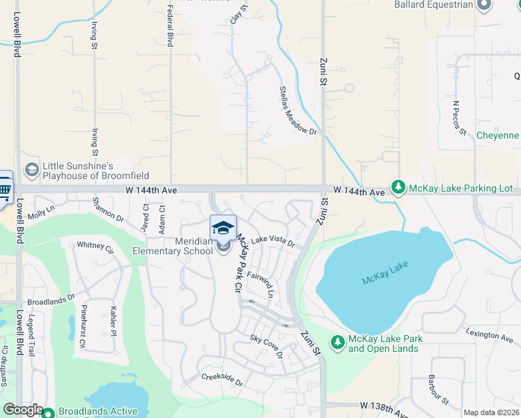 map of restaurants, bars, coffee shops, grocery stores, and more near 2628 Bay Point Lane in Broomfield