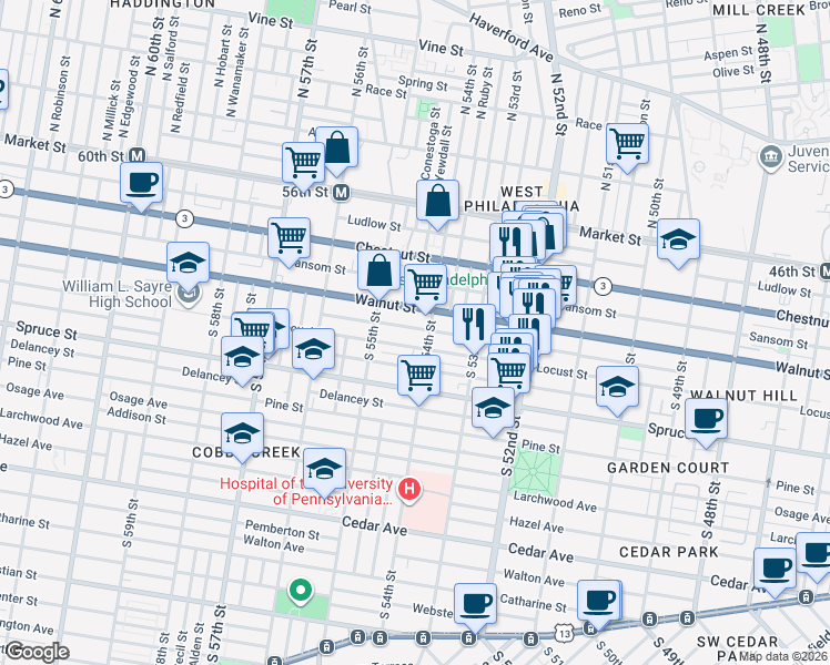 map of restaurants, bars, coffee shops, grocery stores, and more near in Philadelphia