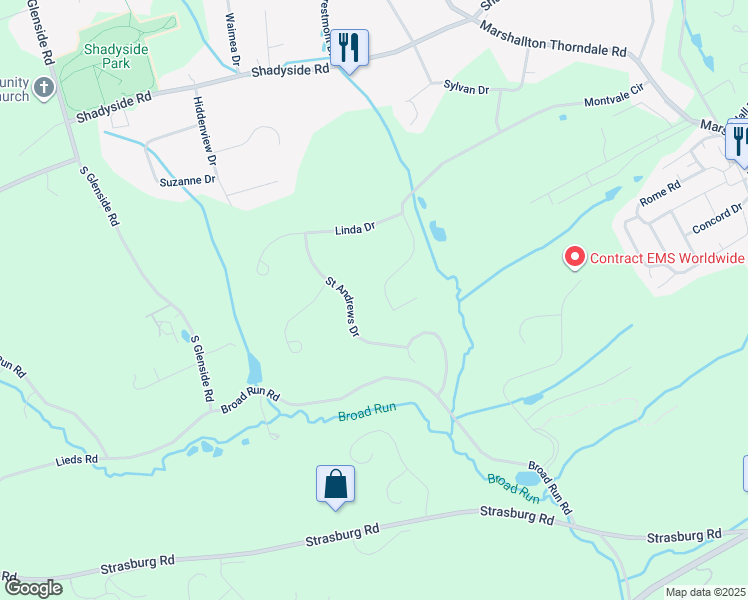 map of restaurants, bars, coffee shops, grocery stores, and more near 1593 Montvale Circle in Chester County