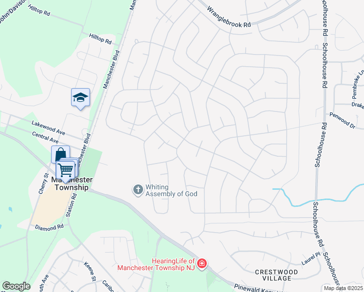 map of restaurants, bars, coffee shops, grocery stores, and more near 19 A Monticello Drive in Manchester Township