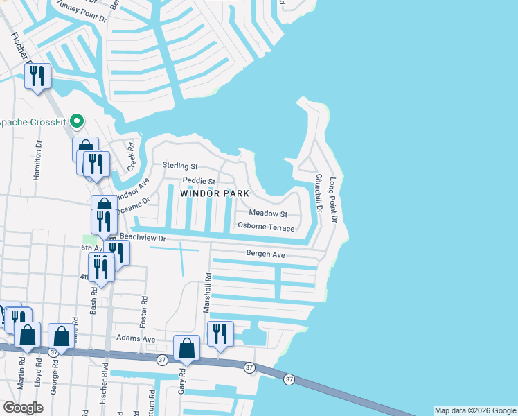 map of restaurants, bars, coffee shops, grocery stores, and more near 3272 Oceanic Drive in Toms River