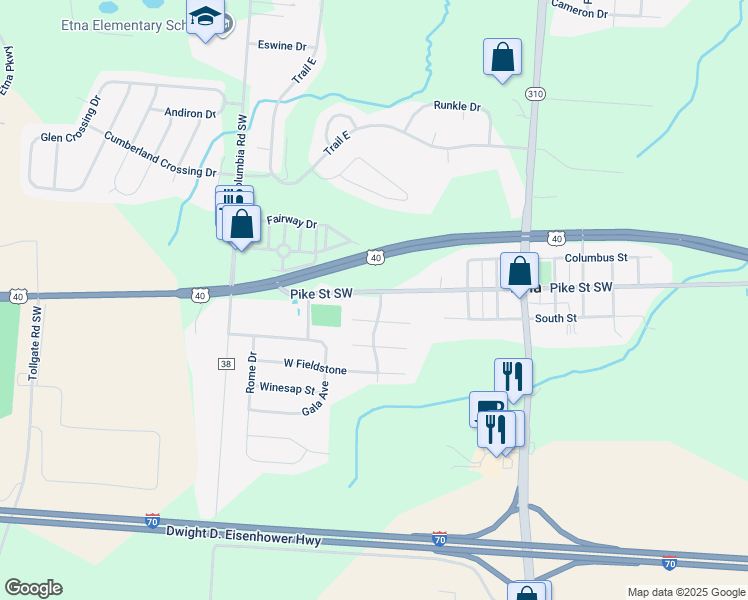 map of restaurants, bars, coffee shops, grocery stores, and more near 1331 Pike Street in Etna