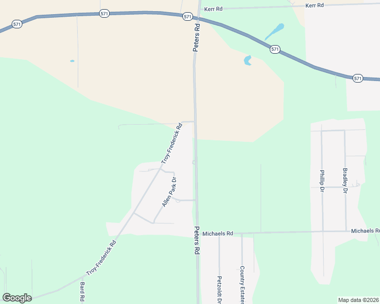 map of restaurants, bars, coffee shops, grocery stores, and more near 5630 Peters Road in Tipp City