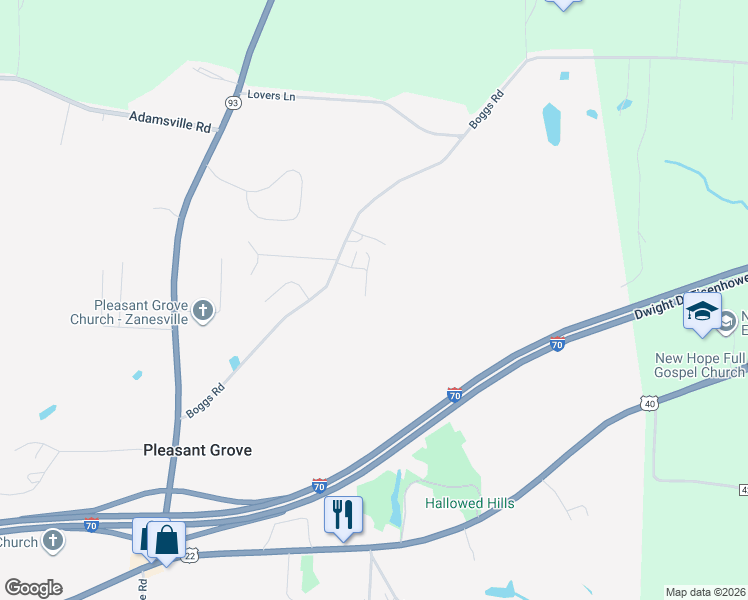 map of restaurants, bars, coffee shops, grocery stores, and more near 2850 Cody Drive in Zanesville