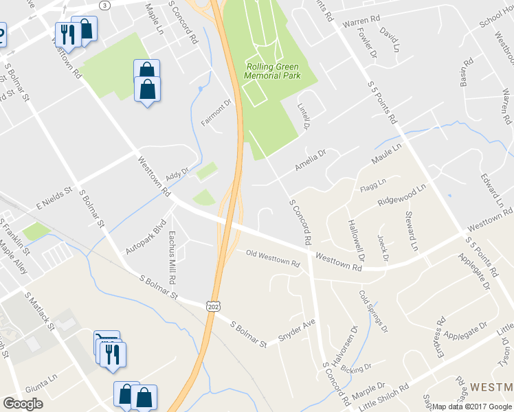 map of restaurants, bars, coffee shops, grocery stores, and more near 757 Wesley Court in West Chester