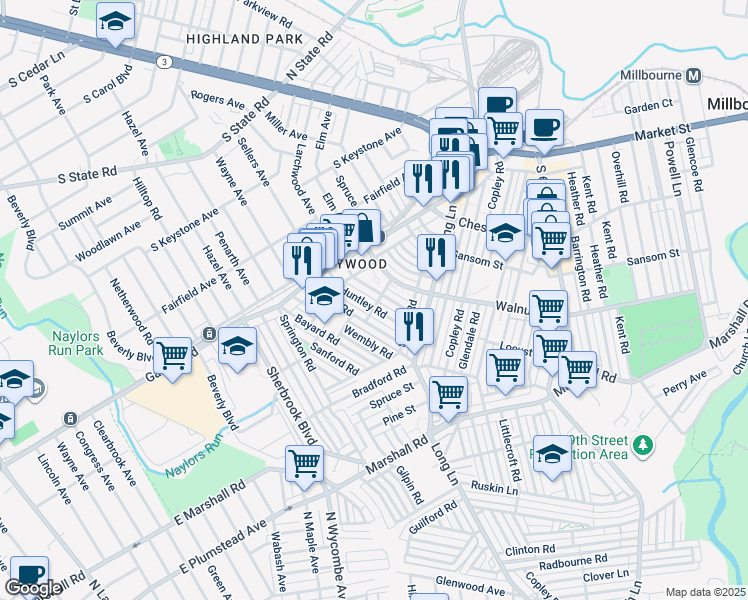 map of restaurants, bars, coffee shops, grocery stores, and more near in 