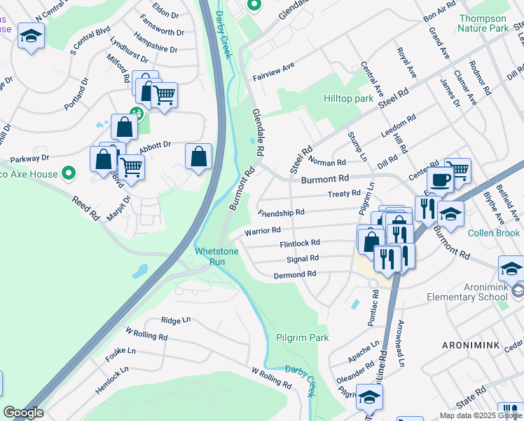 map of restaurants, bars, coffee shops, grocery stores, and more near 240 Friendship Road in Drexel Hill