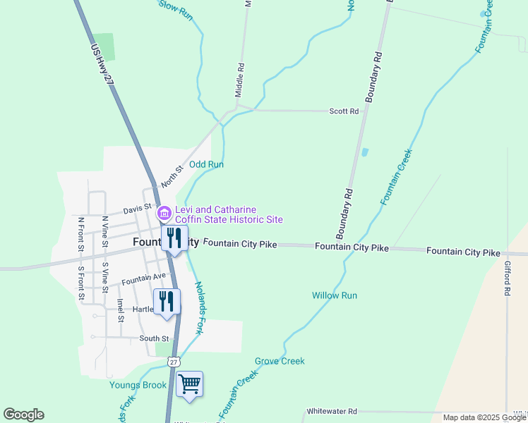 map of restaurants, bars, coffee shops, grocery stores, and more near 1008 West Fountain City Pike in Fountain City