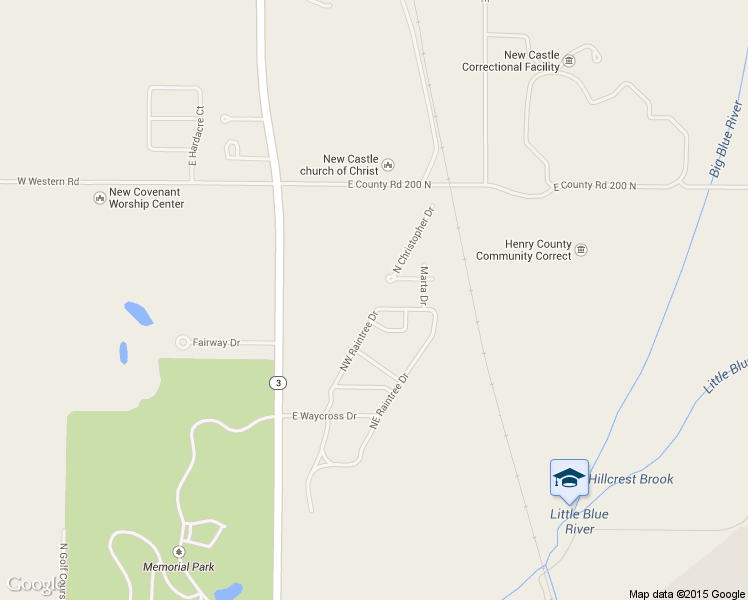 map of restaurants, bars, coffee shops, grocery stores, and more near 2529 Northwest Raintree Drive in New Castle