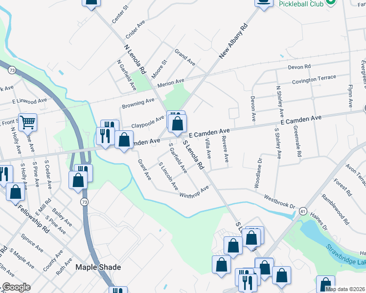 map of restaurants, bars, coffee shops, grocery stores, and more near 14 South Lenola Road in Moorestown