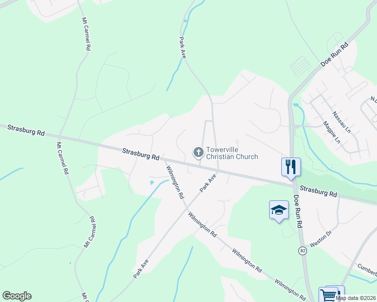 map of restaurants, bars, coffee shops, grocery stores, and more near 16 Hannum Drive in Chester County
