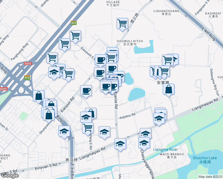 map of restaurants, bars, coffee shops, grocery stores, and more near 40 Lady's Street in Beijing