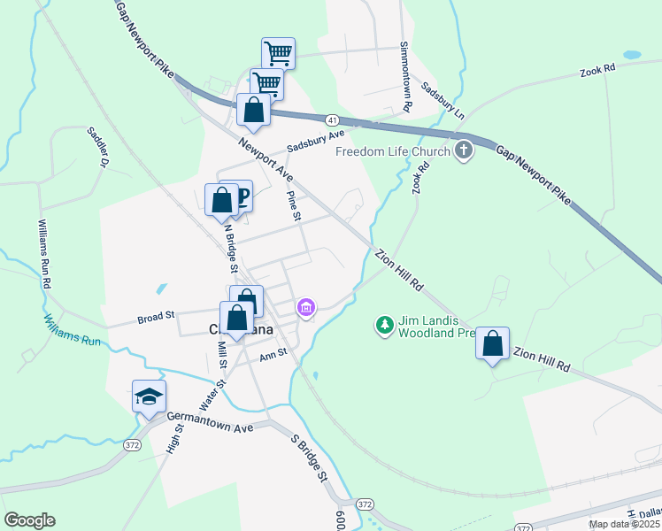 map of restaurants, bars, coffee shops, grocery stores, and more near 20 Dorinda Dr in Christiana