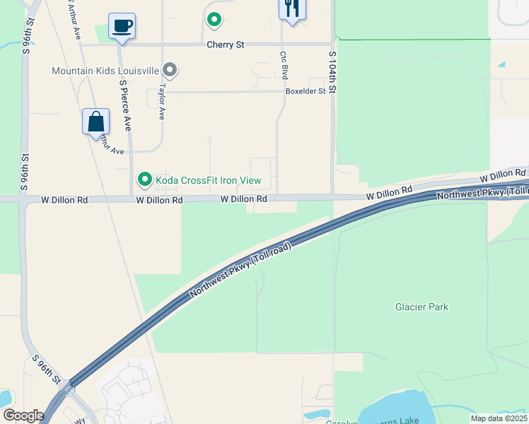 map of restaurants, bars, coffee shops, grocery stores, and more near 10234 Dillon Road in Broomfield