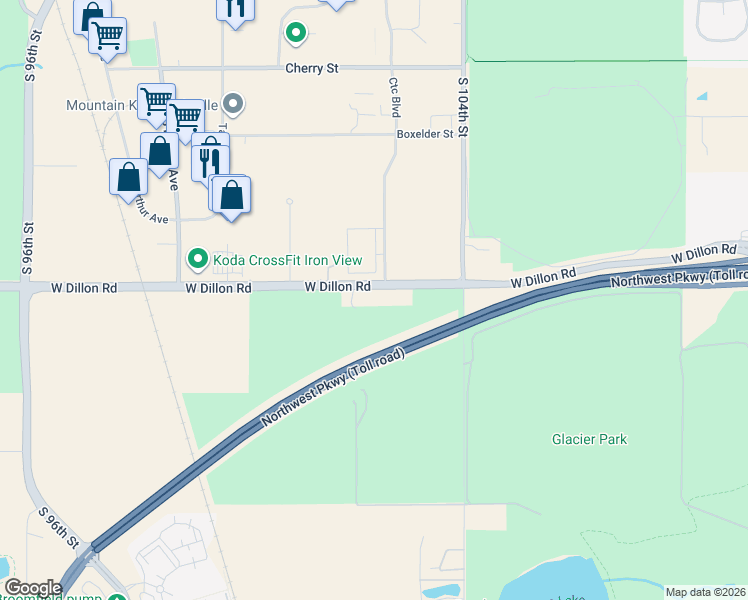 map of restaurants, bars, coffee shops, grocery stores, and more near 10234 Dillon Road in Broomfield