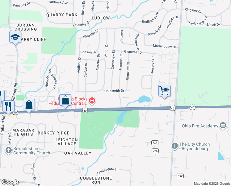 map of restaurants, bars, coffee shops, grocery stores, and more near 8183 Goldsmith Drive in Reynoldsburg