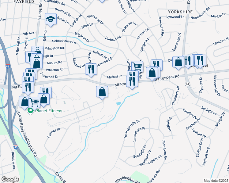 map of restaurants, bars, coffee shops, grocery stores, and more near 2687 Saint Andrews Court in East York