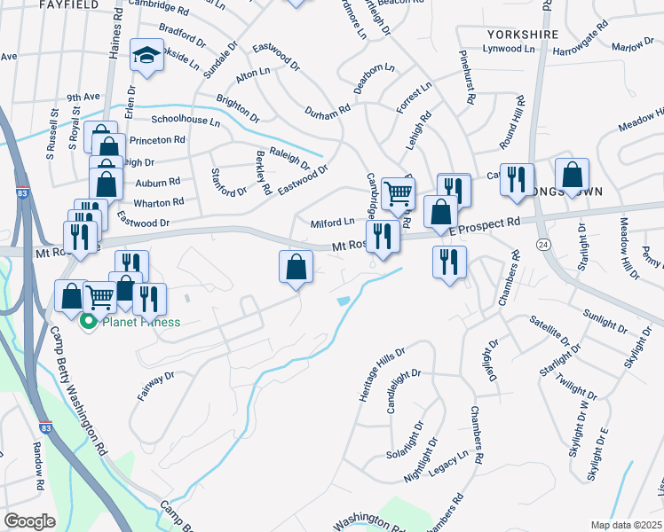 map of restaurants, bars, coffee shops, grocery stores, and more near 2687 Saint Andrews Court in East York