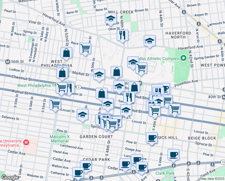 map of restaurants, bars, coffee shops, grocery stores, and more near in Philadelphia