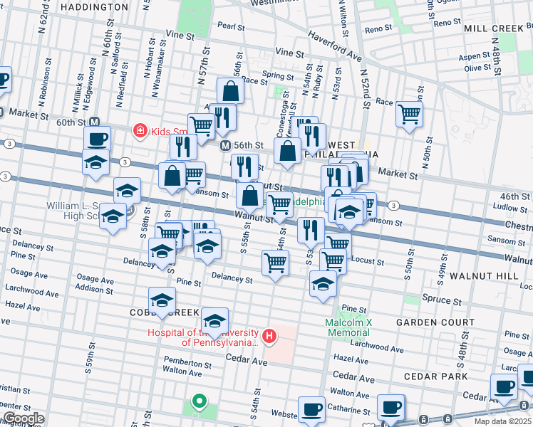 map of restaurants, bars, coffee shops, grocery stores, and more near in Philadelphia