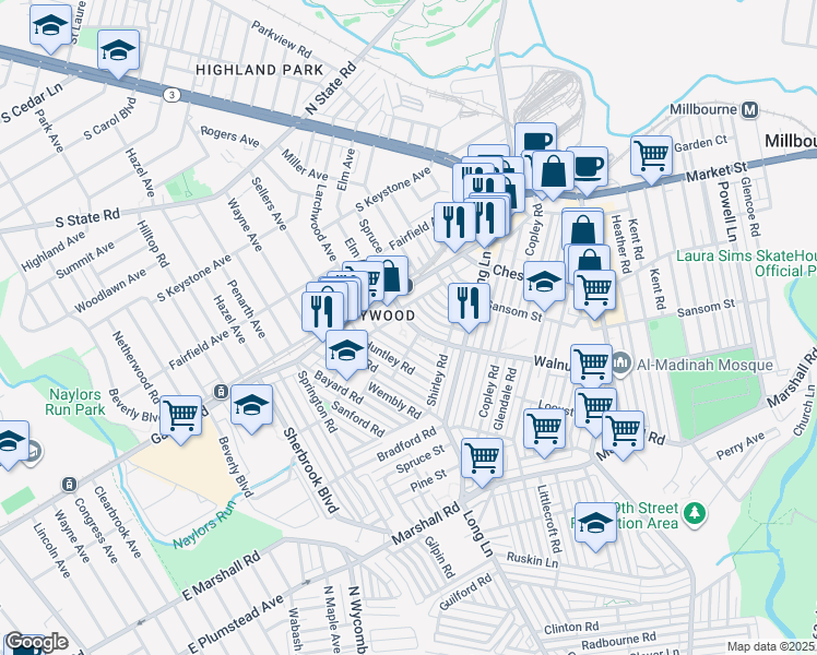 map of restaurants, bars, coffee shops, grocery stores, and more near in Philadelphia