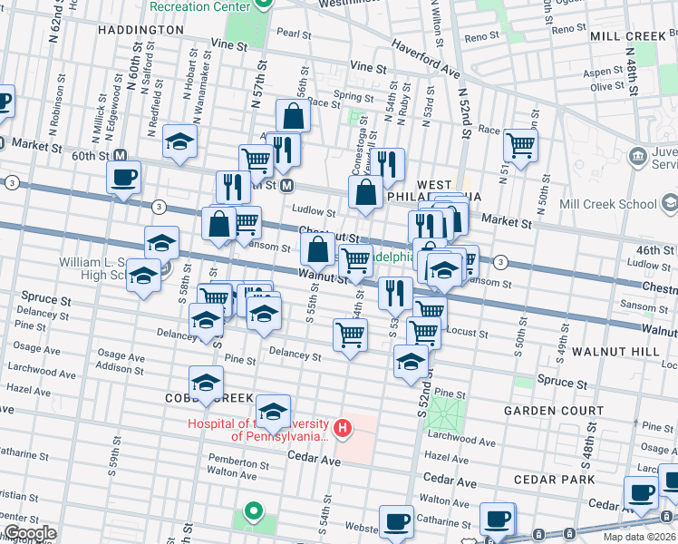 map of restaurants, bars, coffee shops, grocery stores, and more near in Philadelphia