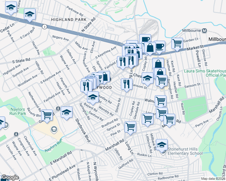 map of restaurants, bars, coffee shops, grocery stores, and more near in Philadelphia
