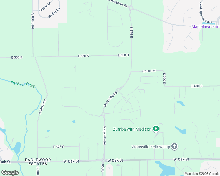 map of restaurants, bars, coffee shops, grocery stores, and more near 5500-5598 E 875 S in Zionsville