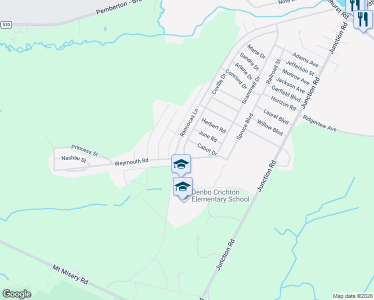 map of restaurants, bars, coffee shops, grocery stores, and more near 8 Coville Drive in Browns Mills