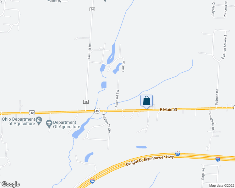 map of restaurants, bars, coffee shops, grocery stores, and more near 160 Rolen Road Southwest in Reynoldsburg