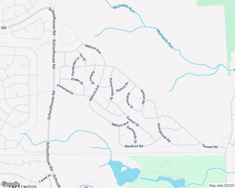 map of restaurants, bars, coffee shops, grocery stores, and more near 1 Quincy Drive in Manchester Township