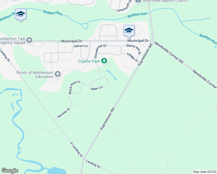 map of restaurants, bars, coffee shops, grocery stores, and more near 15 Adler Circle in Lumberton