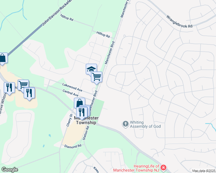 map of restaurants, bars, coffee shops, grocery stores, and more near 420 Manchester Boulevard in Manchester Township
