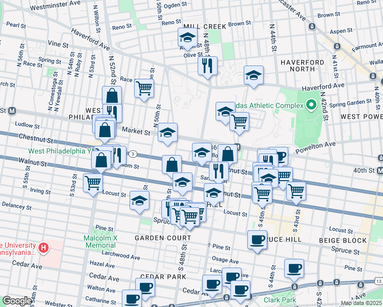 map of restaurants, bars, coffee shops, grocery stores, and more near in Philadelphia