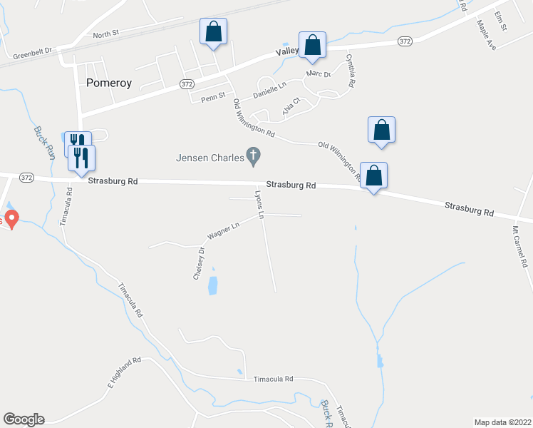 map of restaurants, bars, coffee shops, grocery stores, and more near 12 Wagner Lane in Coatesville