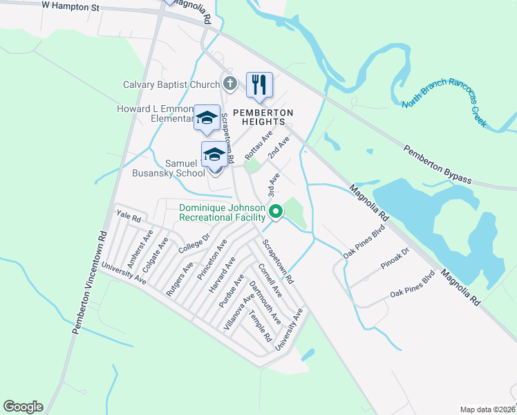 map of restaurants, bars, coffee shops, grocery stores, and more near 31 3rd Avenue in Pemberton