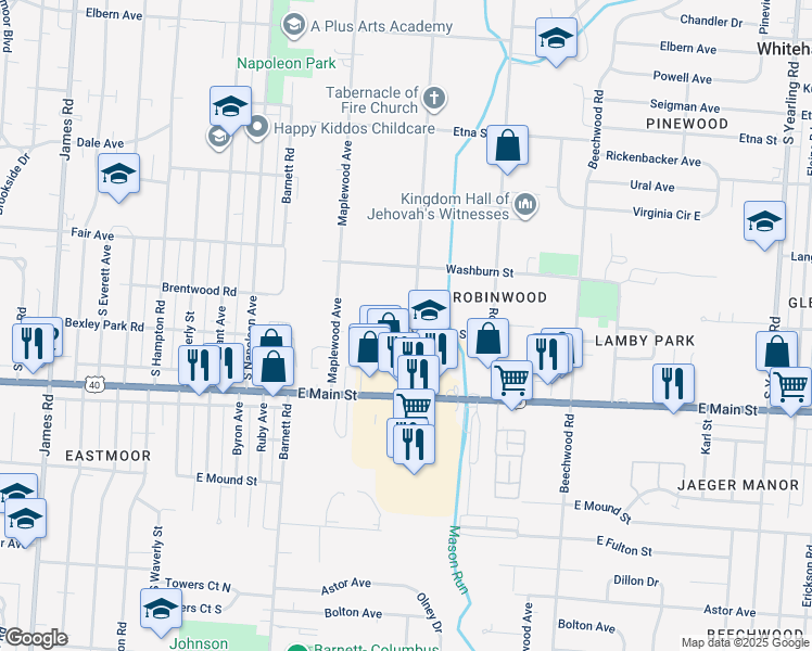 map of restaurants, bars, coffee shops, grocery stores, and more near 701 Collingwood Avenue in Columbus